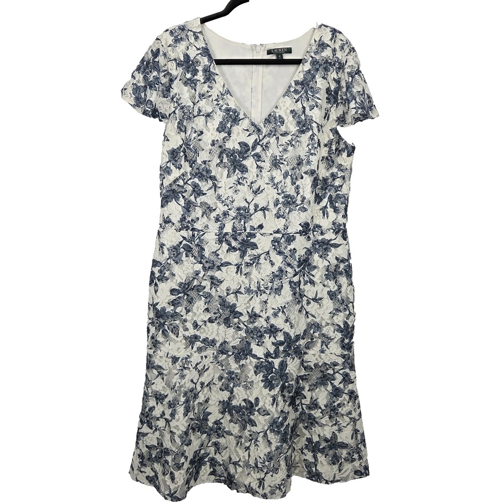Lauren Ralph Lauren Floral Lace Dress SZ 18 Career Easter Spring Shift